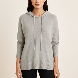C by Bloomingdale’s Gray 2 Ply Cashmere Hooded Sweater Timeless size L